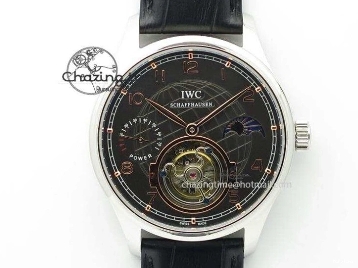 MIROTIME 1218 Efficient Portuguese Tourbillon IW5463 SS ZF Best Edition White Dial on Black Leather Strap 7170
